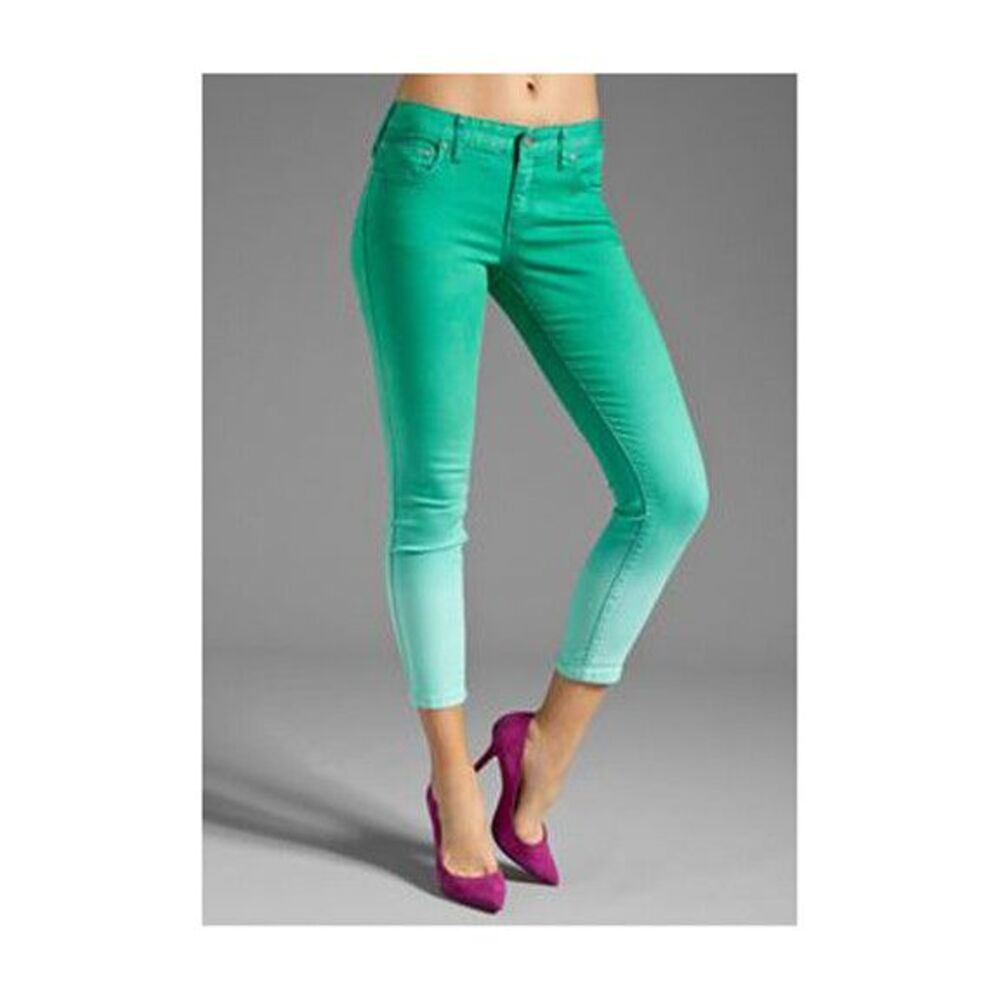 Free People Womens Green/Aqua Hombre Skinny Crop Jeans 27 x 26